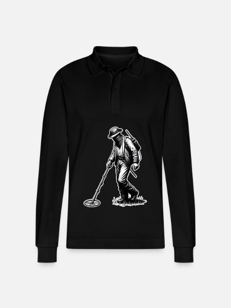 Probing Metal Detector - Stanley/Stella Organic Unisex Long-Sleeved Polo Shirt Prepster - black