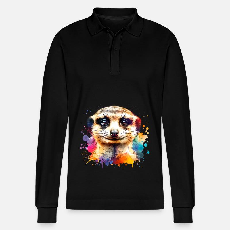 Erdmännchen - Stanley/Stella Unisex Bio-Langarm-Poloshirt Prepster - Schwarz