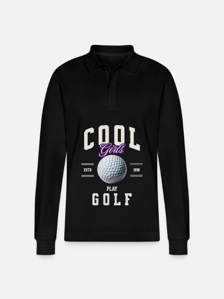 Golf Golfer - Stanley/Stella Organic Unisex Long-Sleeved Polo Shirt Prepster - black