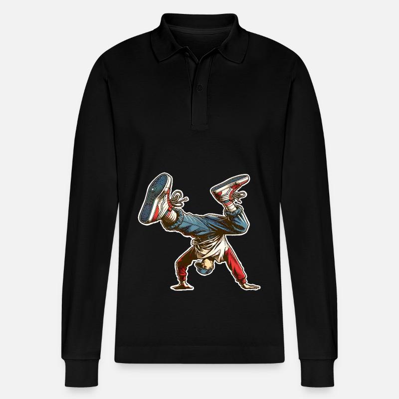 Breakdance - Stanley/Stella Unisex Bio-Langarm-Poloshirt Prepster - Schwarz
