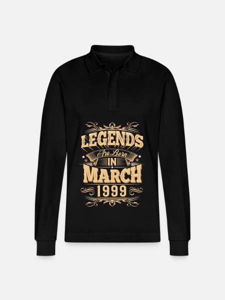 March 1999 Birthday Legend - Stanley/Stella Organic Unisex Long-Sleeved Polo Shirt Prepster - black