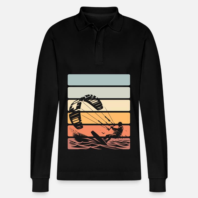 Kitesurfen Kitesurfer Kiteboard - Stanley/Stella Unisex Bio-Langarm-Poloshirt Prepster - Schwarz