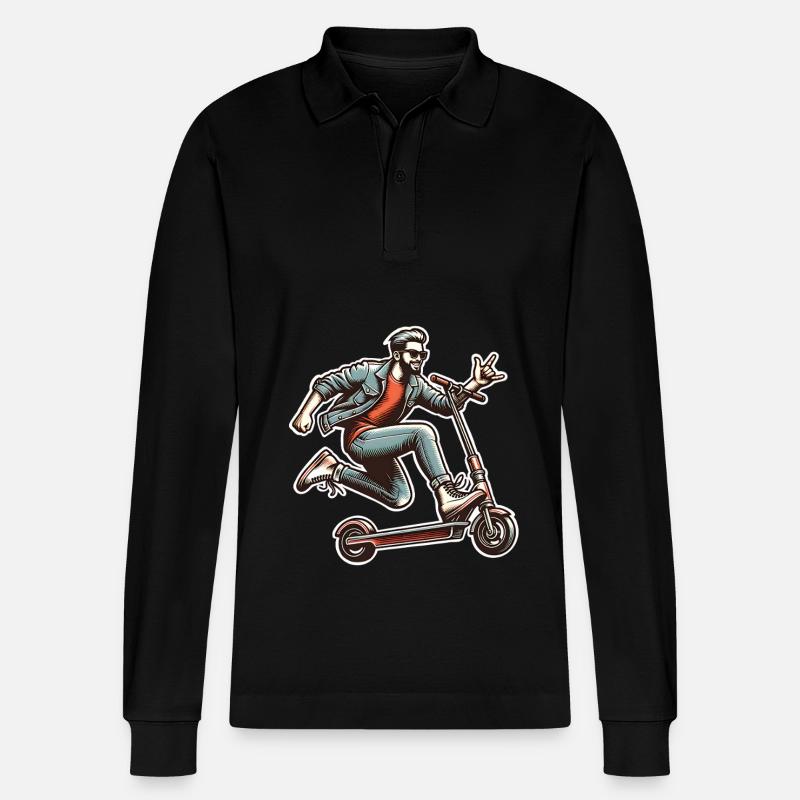 Kick Scooters E-Scooters E-Scooters - Stanley/Stella Organic Unisex Long-Sleeved Polo Shirt Prepster - black