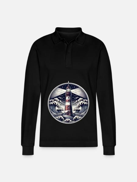 Lighthouse - Stanley/Stella Organic Unisex Long-Sleeved Polo Shirt Prepster - black
