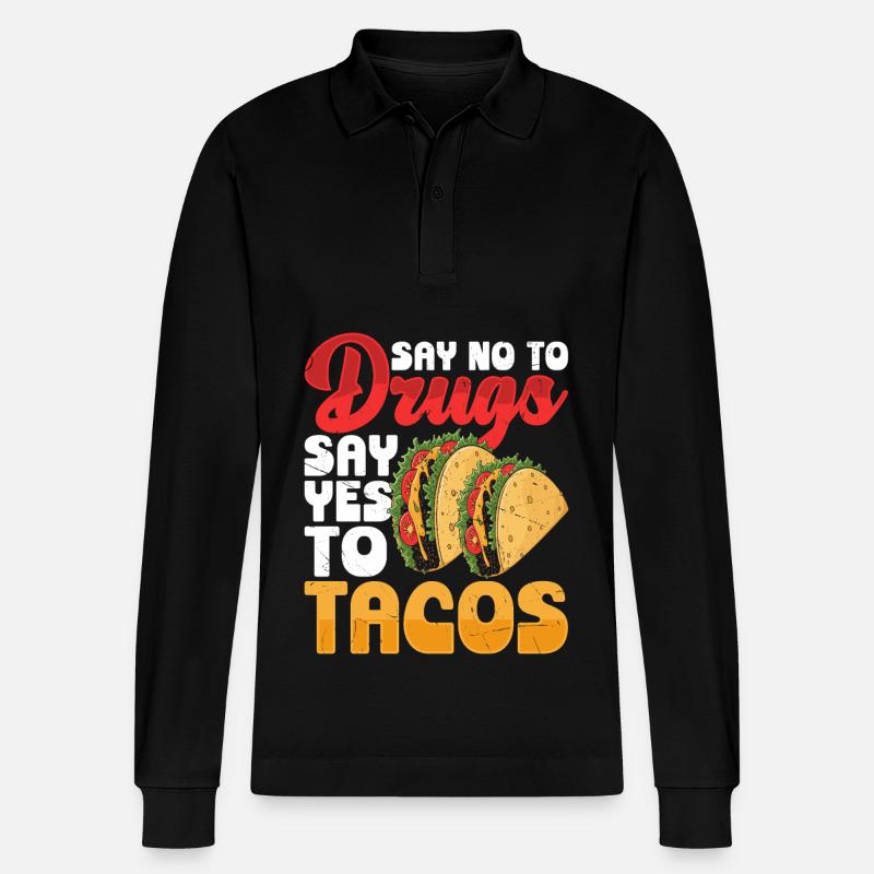 Tacos - Stanley/Stella Unisex Bio-Langarm-Poloshirt Prepster - Schwarz