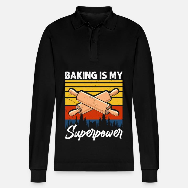 Backen Bäcker Bäckerei - Stanley/Stella Unisex Bio-Langarm-Poloshirt Prepster - Schwarz