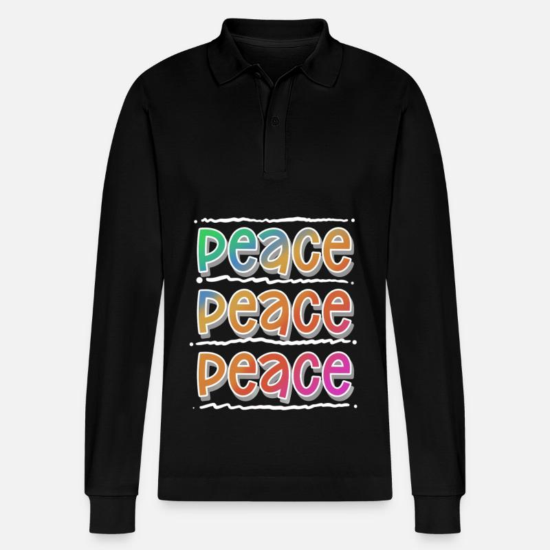 Peace - Stanley/Stella Unisex Bio-Langarm-Poloshirt Prepster - Schwarz