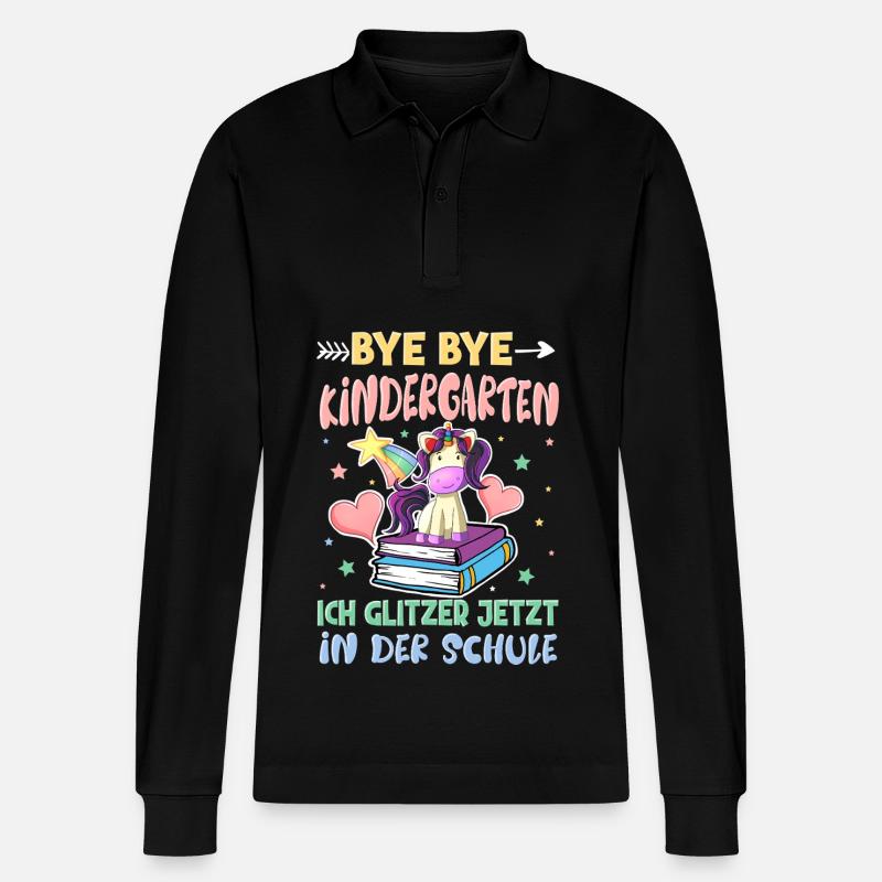 Bye Bye Kindergarten Einschulung - Stanley/Stella Unisex Bio-Langarm-Poloshirt Prepster - Schwarz