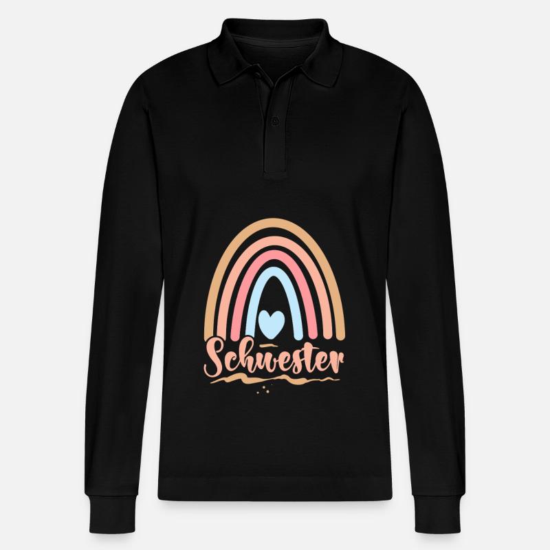 Schwester - Stanley/Stella Unisex Bio-Langarm-Poloshirt Prepster - Schwarz