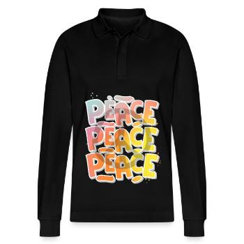 Peace - Stanley/Stella Unisex Bio-Langarm-Poloshirt Prepster - Schwarz - Vorne - Anna (173cm) & Nico (186cm)