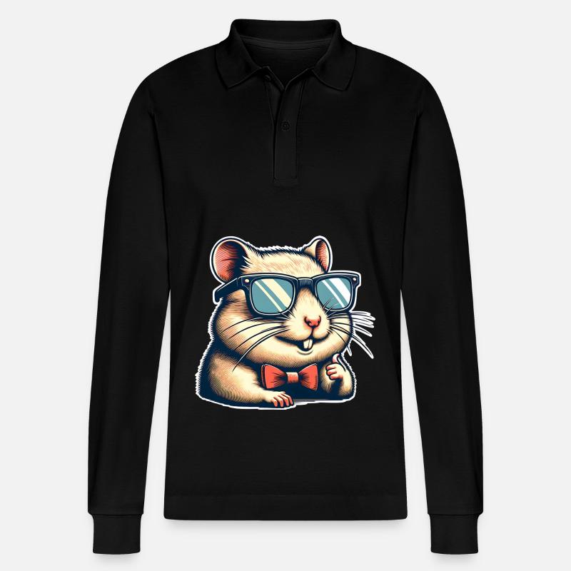 Hamster - Stanley/Stella Unisex Bio-Langarm-Poloshirt Prepster - Schwarz