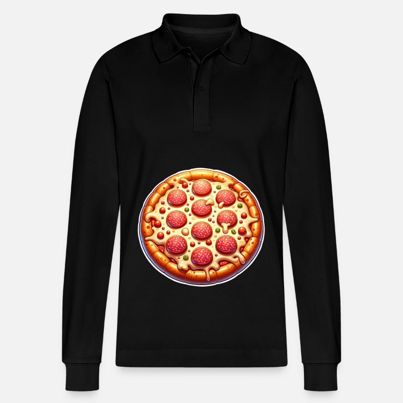 Pizza - Stanley/Stella Unisex Bio-Langarm-Poloshirt Prepster - Schwarz