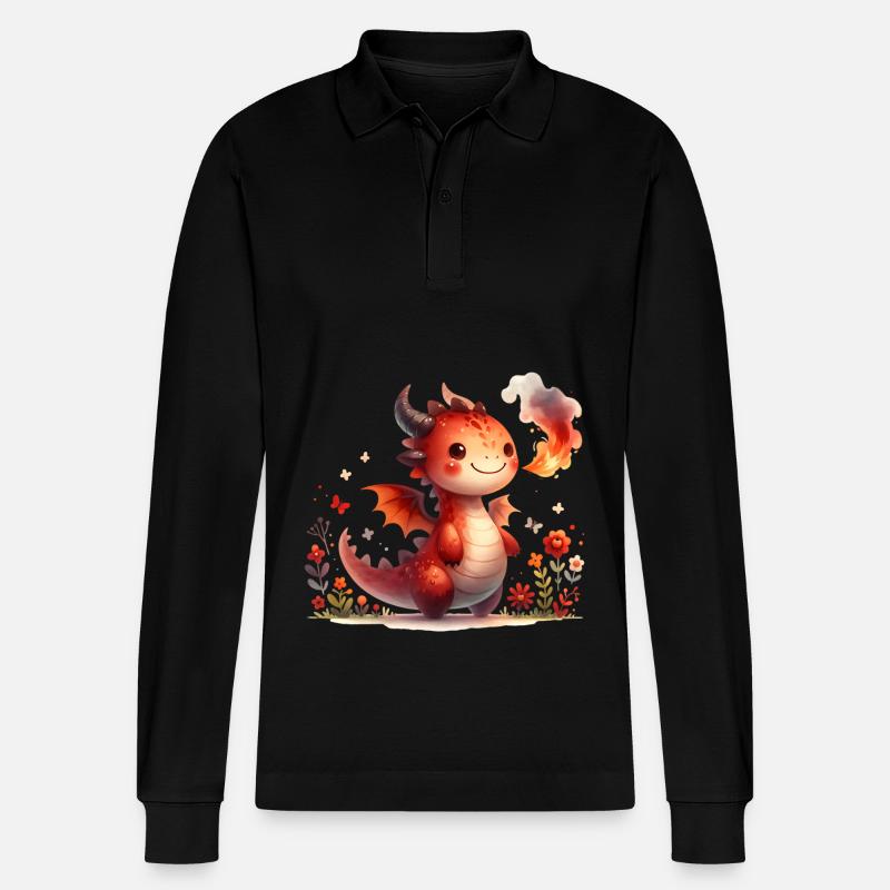 Drache - Stanley/Stella Unisex Bio-Langarm-Poloshirt Prepster - Schwarz