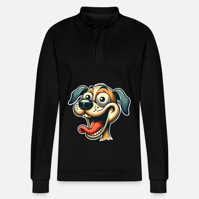 Hund - Stanley/Stella Unisex Bio-Langarm-Poloshirt Prepster - Schwarz