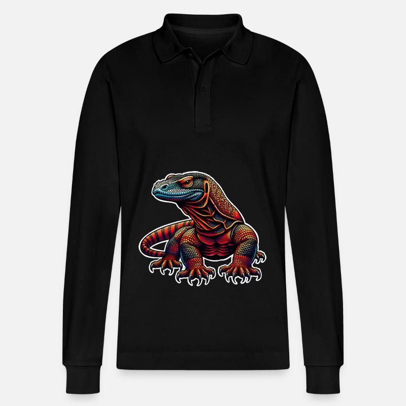 Komodo Dragon - Stanley/Stella Unisex Bio-Langarm-Poloshirt Prepster - Schwarz