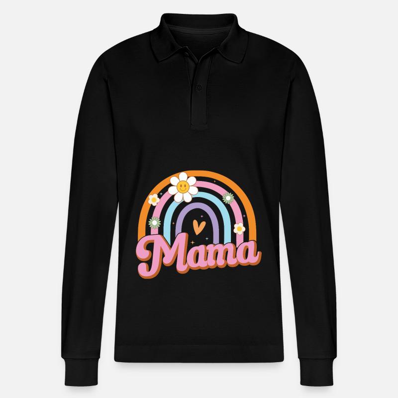 Mama - Stanley/Stella Unisex Bio-Langarm-Poloshirt Prepster - Schwarz