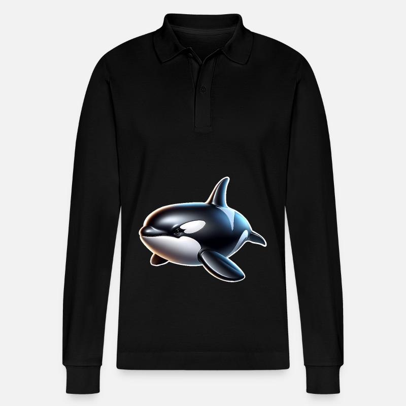 Orca Schwertwal - Stanley/Stella Unisex Bio-Langarm-Poloshirt Prepster - Schwarz