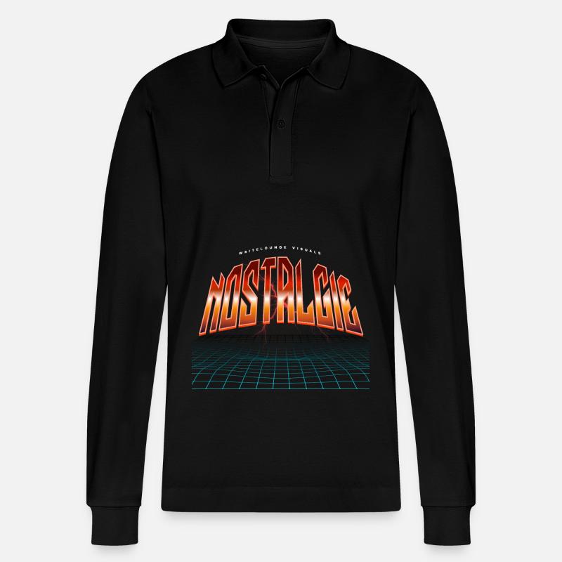 Nostalgie Neon Synthwave - Stanley/Stella Unisex Bio-Langarm-Poloshirt Prepster - Schwarz