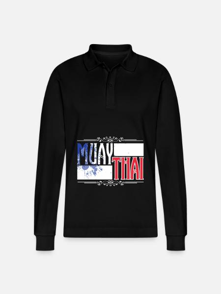 Muay Thai France - Stanley/Stella Organic Unisex Long-Sleeved Polo Shirt Prepster - black