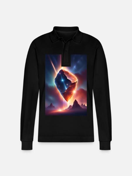 Awesome meteor falling down - Stanley/Stella Organic Unisex Long-Sleeved Polo Shirt Prepster - black