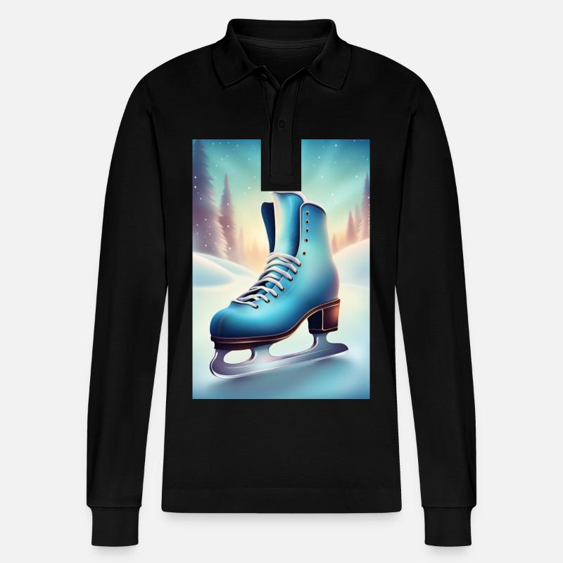 Winterliches Eiskunstlauf-Hobby - Stanley/Stella Unisex Bio-Langarm-Poloshirt Prepster - Schwarz