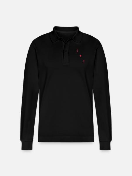 Ace of Diamonds - Stanley/Stella Organic Unisex Long-Sleeved Polo Shirt Prepster - black