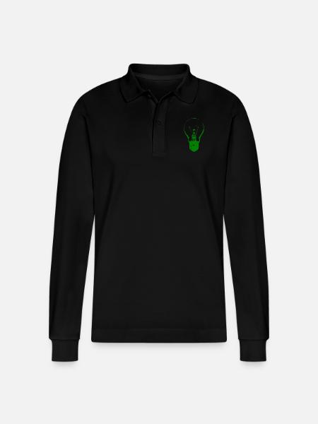 light bulb - Stanley/Stella Organic Unisex Long-Sleeved Polo Shirt Prepster - black