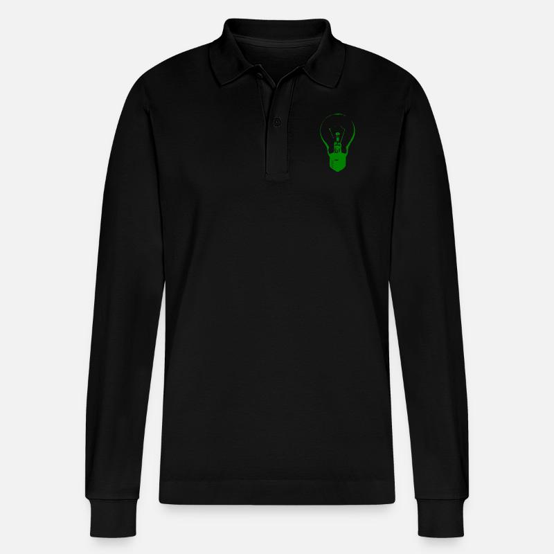 Glühbirne - Stanley/Stella Unisex Bio-Langarm-Poloshirt Prepster - Schwarz