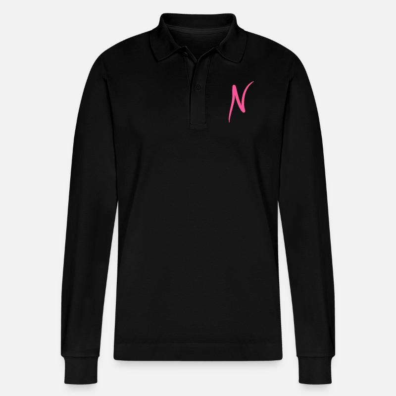 Buchstabe N Anfangsbuchstabe Modern - Stanley/Stella Unisex Bio-Langarm-Poloshirt Prepster - Schwarz
