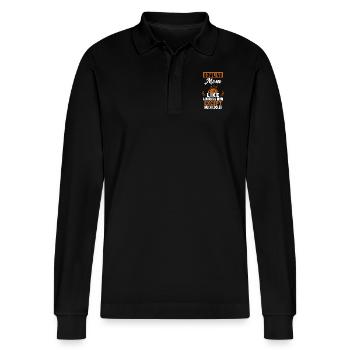 Bowling-Mama wie eine normale Mutter, außer Mama - Stanley/Stella Unisex Bio-Langarm-Poloshirt Prepster - Schwarz - Vorne - Anna (173cm) & Nico (186cm)