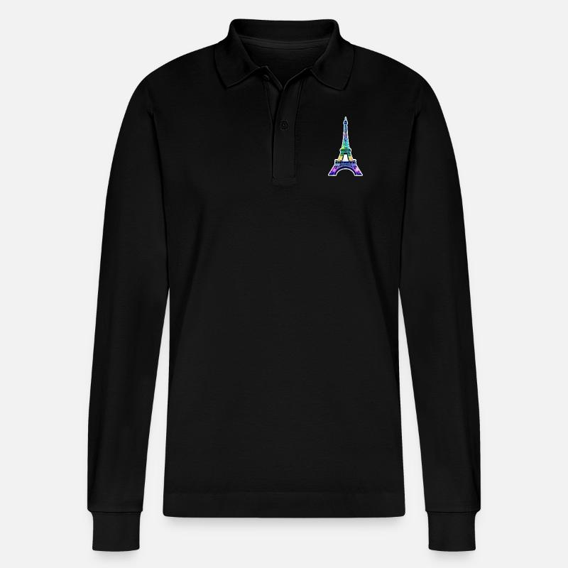 Eiffelturm #23 - Stanley/Stella Unisex Bio-Langarm-Poloshirt Prepster - Schwarz