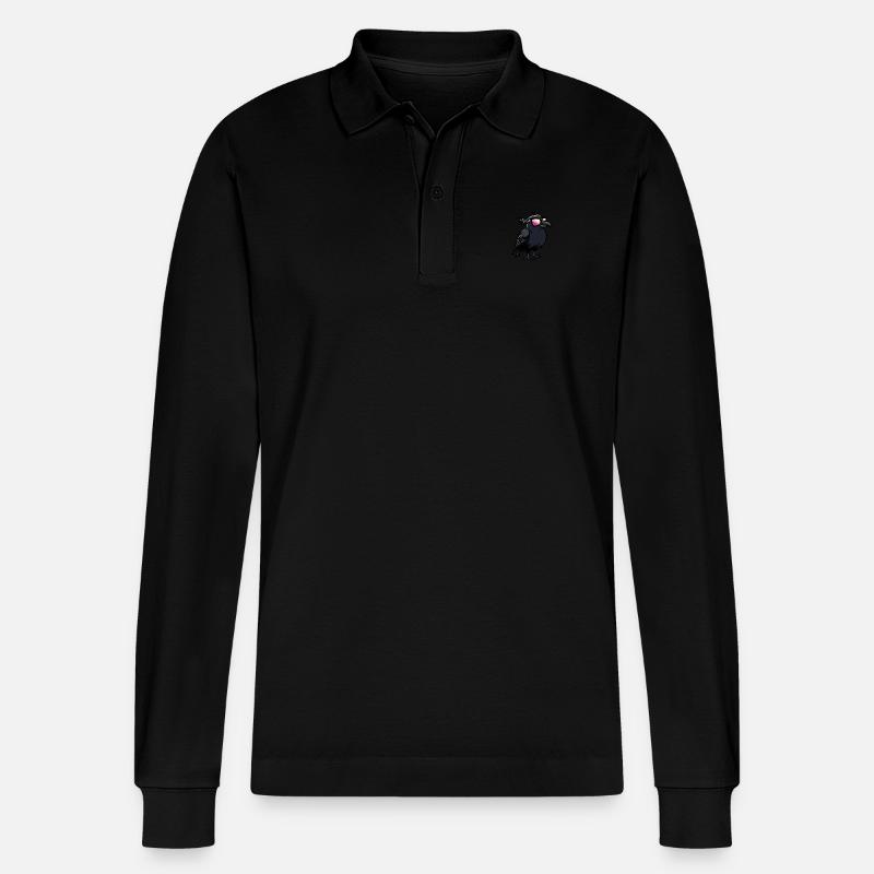 Rabe Krähe Cool Tier - Stanley/Stella Unisex Bio-Langarm-Poloshirt Prepster - Schwarz