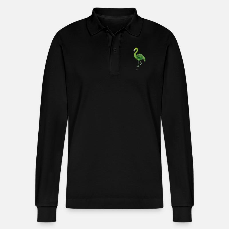 Flamingo-Blättervieh - Stanley/Stella Unisex Bio-Langarm-Poloshirt Prepster - Schwarz