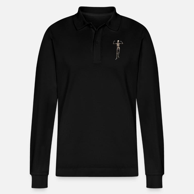 skeleton bone man - Stanley/Stella Unisex Bio-Langarm-Poloshirt Prepster - Schwarz