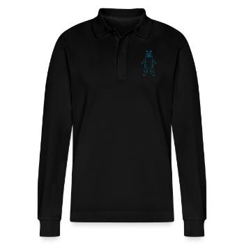 brown bear - Stanley/Stella Organic Unisex Long-Sleeved Polo Shirt Prepster - black - Front - Anna (173cm) & Nico (186cm)
