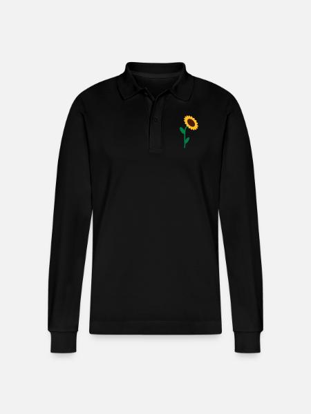 Sonnenblume - Stanley/Stella Unisex Bio-Langarm-Poloshirt Prepster - Schwarz