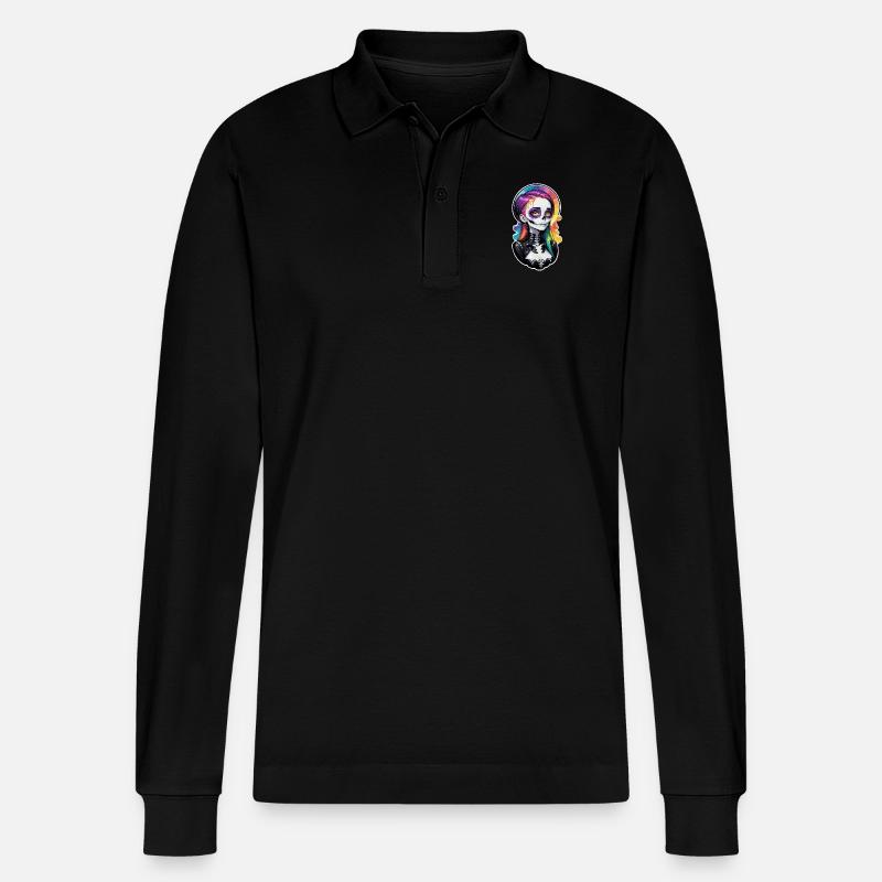 Halloween - Rock & Regenbogen - Stanley/Stella Unisex Bio-Langarm-Poloshirt Prepster - Schwarz