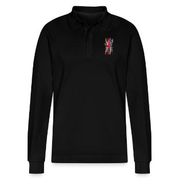 Grunge Union Jack - Polo à manches longues bio PREPSTER Stanley/Stella Unisexe - noir - Devant - Anna (173cm) & Nico (186cm)