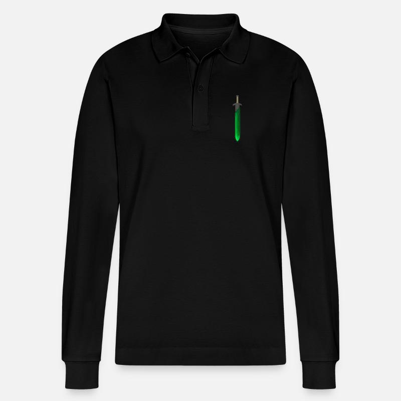 Grünes Runen-Schwert - Stanley/Stella Unisex Bio-Langarm-Poloshirt Prepster - Schwarz