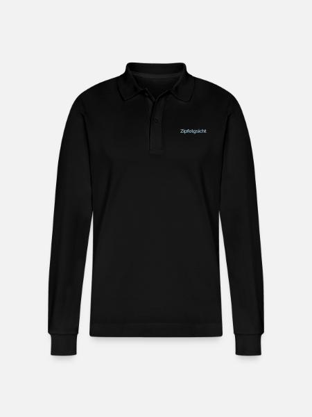 "Zipfelgsicht" - Stanley/Stella Unisex Bio-Langarm-Poloshirt Prepster - Schwarz