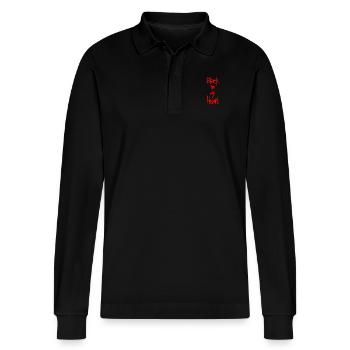 Black is my heart - Stanley/Stella Organic Unisex Long-Sleeved Polo Shirt Prepster - black - Front - Anna (173cm) & Nico (186cm)