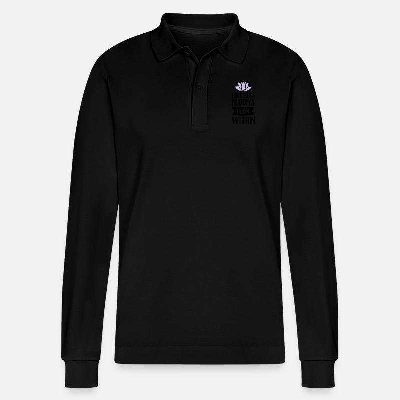 Happiness Blooms From Within - Polo à manches longues bio PREPSTER Stanley/Stella Unisexe - noir