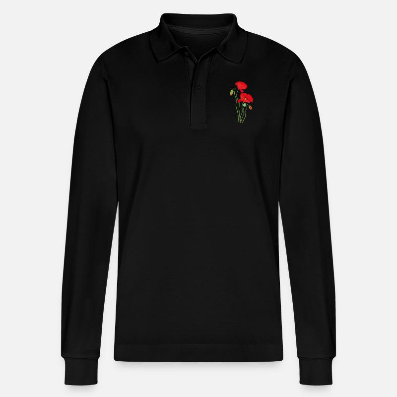 Coquelicot - conception de fleurs - Polo à manches longues bio PREPSTER Stanley/Stella Unisexe - noir