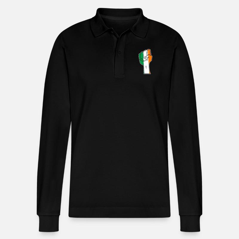 Irland - Stanley/Stella Unisex Bio-Langarm-Poloshirt Prepster - Schwarz