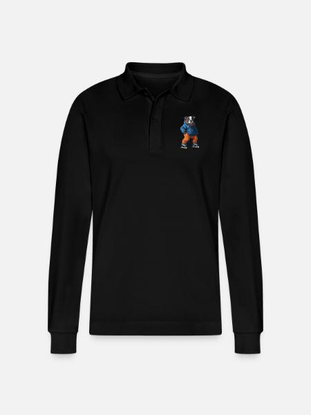 Hund - Stanley/Stella Unisex Bio-Langarm-Poloshirt Prepster - Schwarz