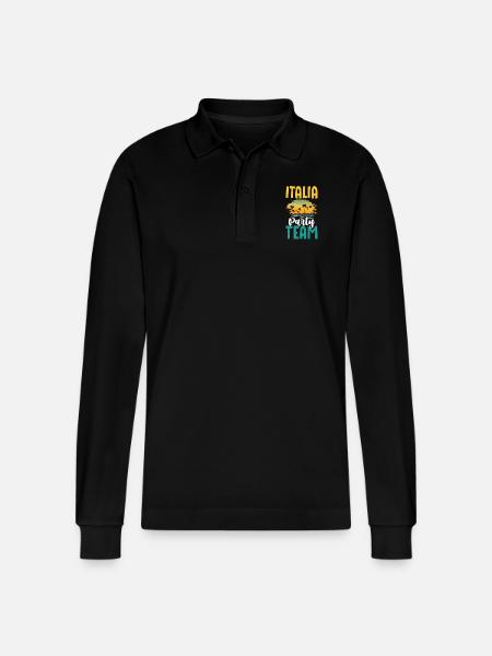 Italia Party Team - Stanley/Stella Organic Unisex Long-Sleeved Polo Shirt Prepster - black