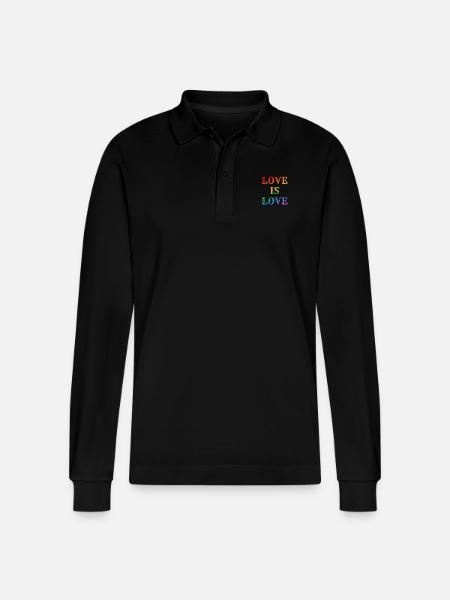 Regenbogen-Liebe ist Liebe - Stanley/Stella Unisex Bio-Langarm-Poloshirt Prepster - Schwarz