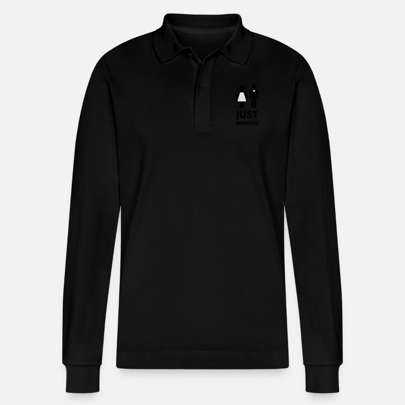 just married - Stanley/Stella Unisex Bio-Langarm-Poloshirt Prepster - Schwarz