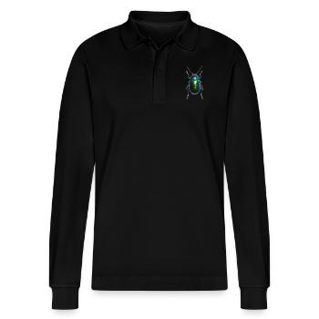 Shield Bug - Stanley/Stella Organic Unisex Long-Sleeved Polo Shirt Prepster - black - Front - Anna (173cm) & Nico (186cm)