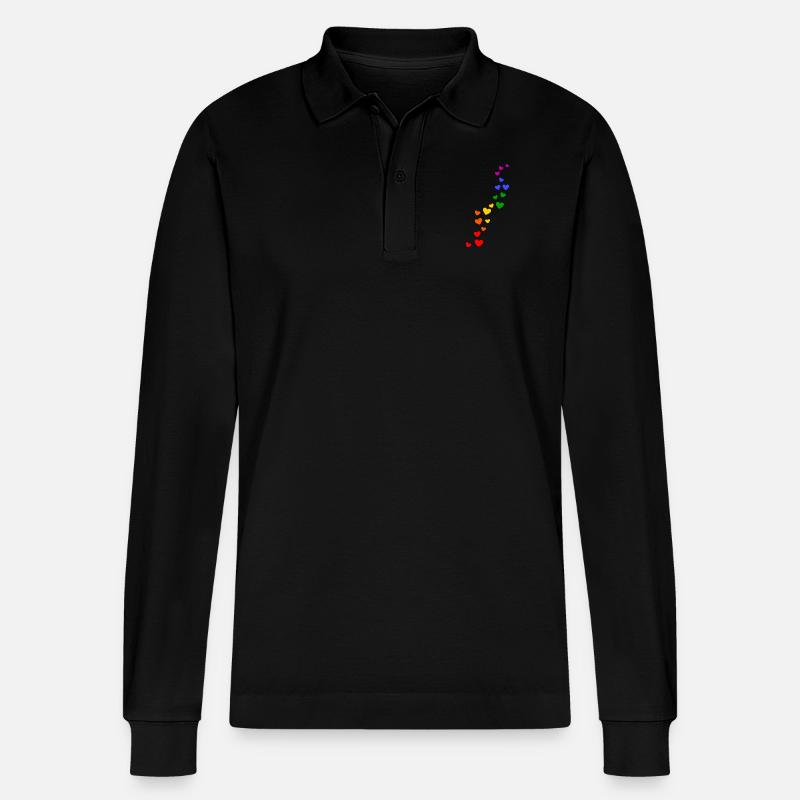 Regenbogen Herzen pride - Stanley/Stella Unisex Bio-Langarm-Poloshirt Prepster - Schwarz